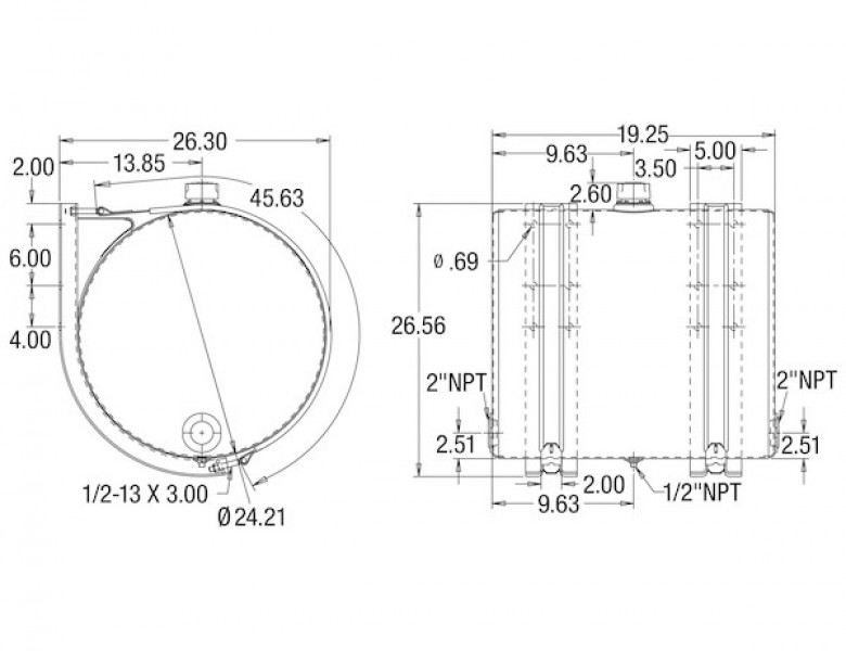 Image of 35 Gallon Side Mount Aluminum Hydraulic Reservoir from Buyers Products. Part number: SMC35A