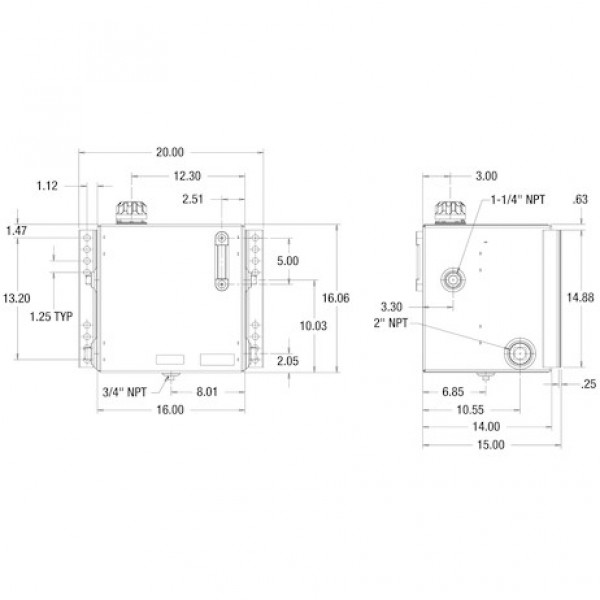 Image of 15 Gallon Side Mount Steel Reservoir from Buyers Products. Part number: SMR15S