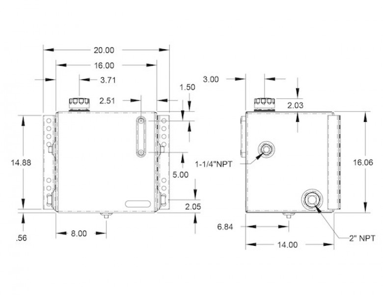 Image of 15 Gallon Side Mount Steel Hydraulic Reservoir With 10 Micron Filter from Buyers Products. Part number: SMR15SF10