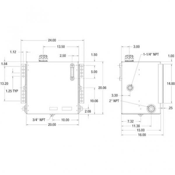 Image of 25 Gallon Side Mount Steel Reservoir from Buyers Products. Part number: SMR25S