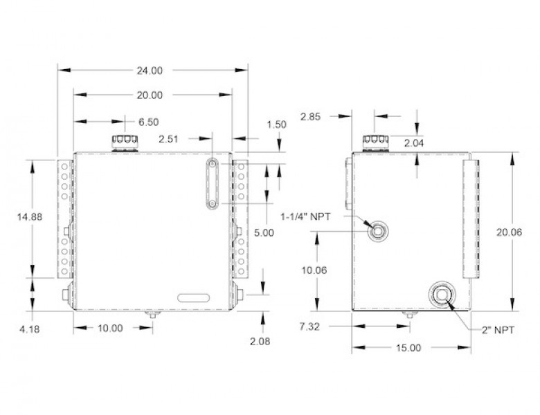 Image of 25 Gallon Side Mount Steel Hydraulic Reservoir With 10 Micron Filter from Buyers Products. Part number: SMR25SF10