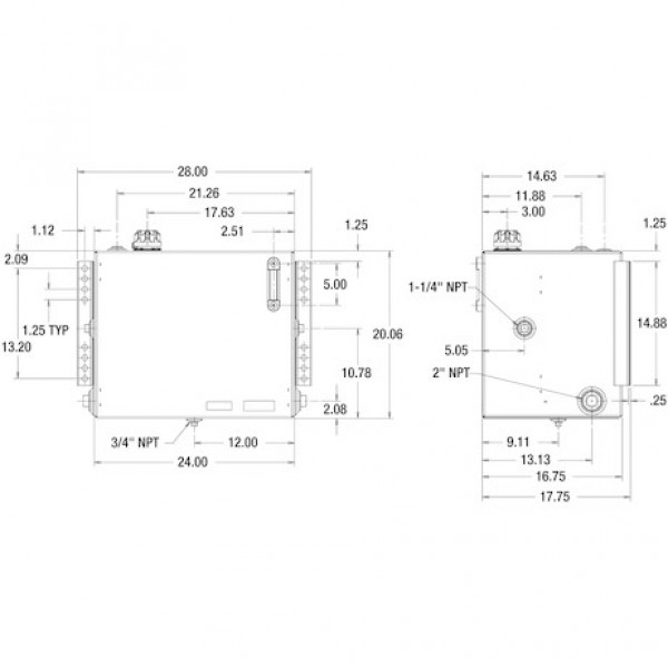 Image of 30 Gallon Side Mount Steel Reservoir from Buyers Products. Part number: SMR30S