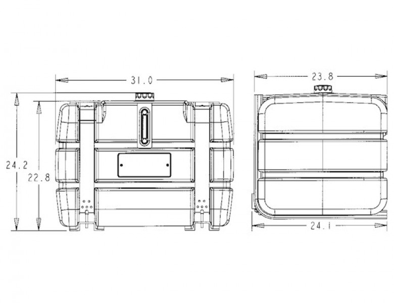 Image of 50 Gallon Side-Mount Polymer Reservoir from Buyers Products. Part number: SMR50P