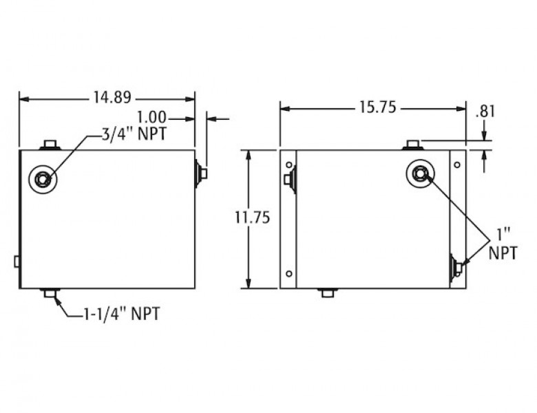 Image of 7 Gallon Side Mount Steel Reservoir from Buyers Products. Part number: SMR7S