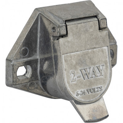 Image of 2-Way Die-Cast Zinc Trailer Connector -Truck Side - Horizontal Pin Arrangement from Buyers Products. Part number: TC1002