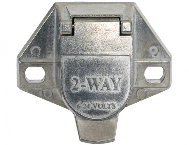 Image of 2-Way Die-Cast Zinc Trailer Connector -Truck Side - Horizontal Pin Arrangement from Buyers Products. Part number: TC1002