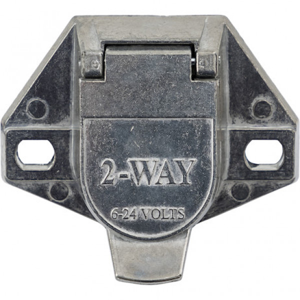 Image of 2-Way Die-Cast Zinc Trailer Connector -Truck Side - Horizontal Pin Arrangement from Buyers Products. Part number: TC1002