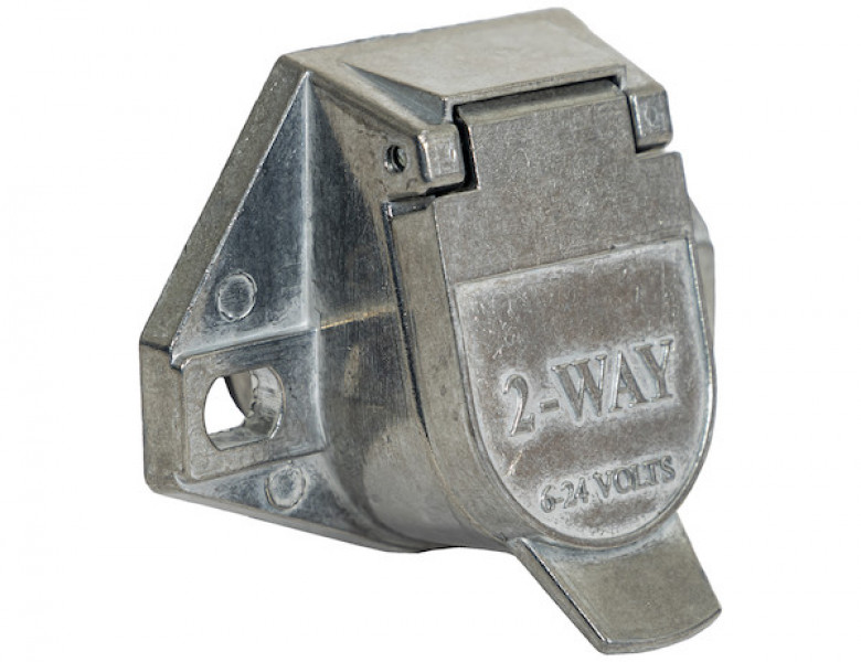 Image of 2-Way Die-Cast Zinc Trailer Connector -Truck Side - Horizontal Pin Arrangement from Buyers Products. Part number: TC1002