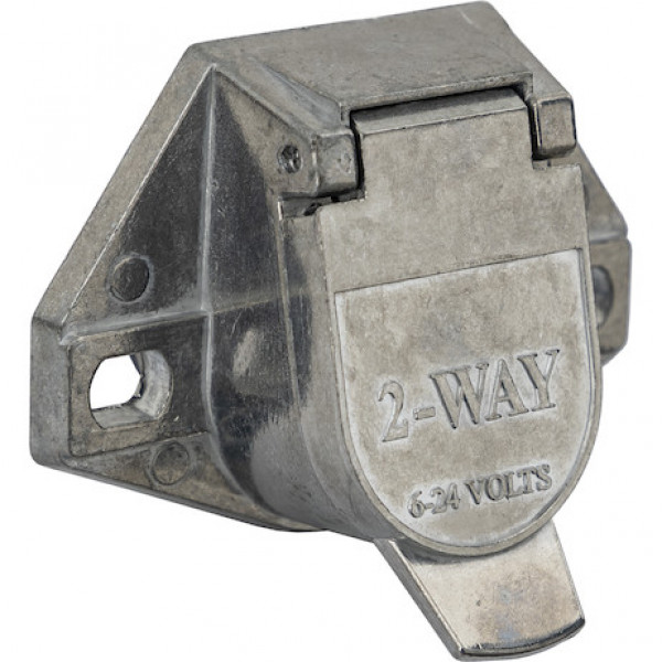 Image of 2-Way Die-Cast Zinc Trailer Connector -Truck Side - Vertical Pin Arrangement from Buyers Products. Part number: TC1012