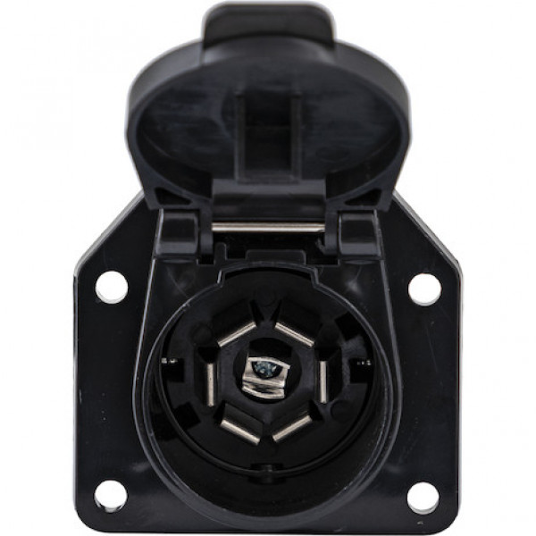 Image of 6-Way Round to 7-Way Flat RV Adapter with 8 Inch Prewired Cable from Buyers Products. Part number: TC1067P