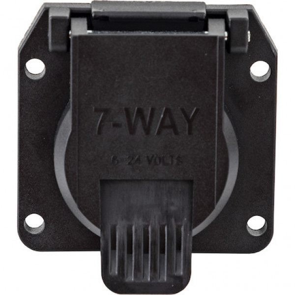 Image of 7-Way Black Plastic Flat Pin Truck Receptable from Buyers Products. Part number: TC1770B