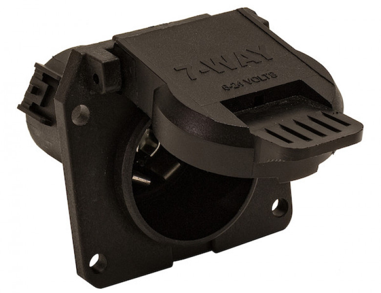 Image of 7-Way Black Plastic Flat Pin Truck Receptable from Buyers Products. Part number: TC1770B