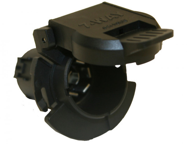 Image of 7-Way Black Plastic Flat Pin Truck Receptable with Twist Lock from Buyers Products. Part number: TC1771P