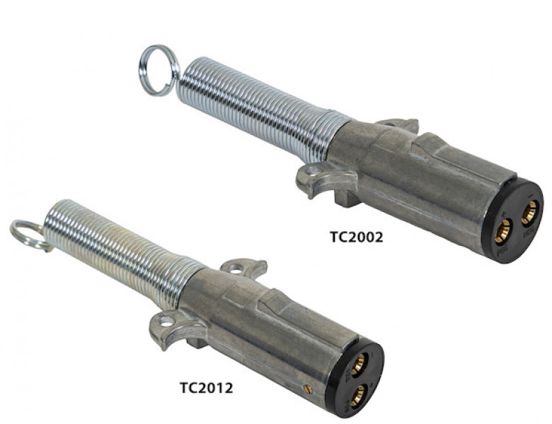 Image of 2-Way Die-Cast Zinc Trailer Connector -Trailer Side - Horizontal Pins with Spring from Buyers Products. Part number: TC2002