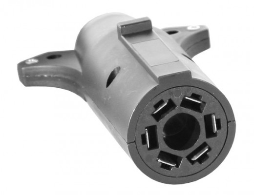 Image of 7-Way Flat to 6-Way Round Plastic Trailer Connector Adapter from Buyers Products. Part number: TC2076P