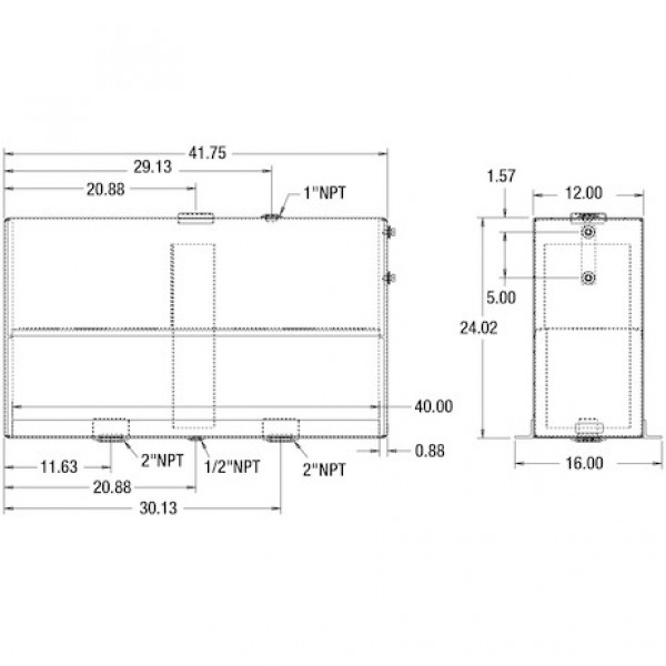 Image of 50 Gallon Upright Aluminum Hydraulic Reservoir from Buyers Products. Part number: UR50A