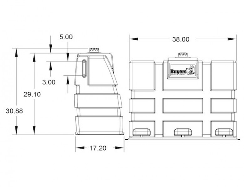 Image of 50 Gallon Upright Polymer Hydraulic Reservoir from Buyers Products. Part number: UR50P