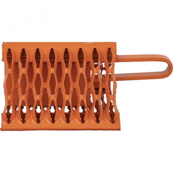 Image of Orange Powder Coated Galvanized Serrated Wheel Chock with Handle 9x10x6 Inch from Buyers Products. Part number: WC091061