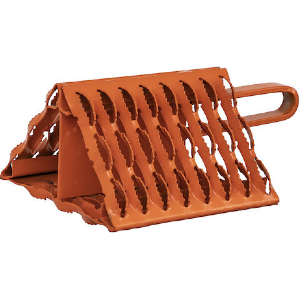 Image of Orange Powder Coated Galvanized Serrated Wheel Chock with Handle 9x10x6 Inch from Buyers Products. Part number: WC091061