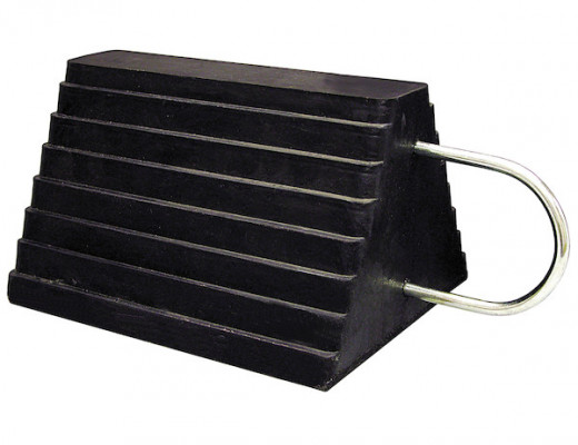 Image of Heavy Duty Rubber Wheel Chock with U-Wire Handle 9.63x7.5x5.88 Inch from Buyers Products. Part number: WC1086UWH