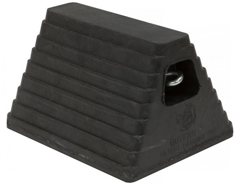 Image of Heavy Duty Rubber Wheel Chock with Recessed Chain Eye 10x8x6 Inch from Buyers Products. Part number: WC6810L