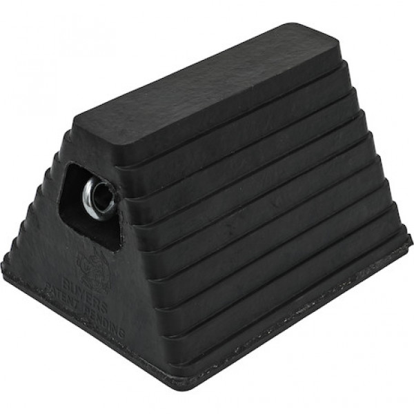 Image of Heavy Duty Rubber Wheel Chock with Recessed Chain Eye 10x8x6 Inch from Buyers Products. Part number: WC6810L