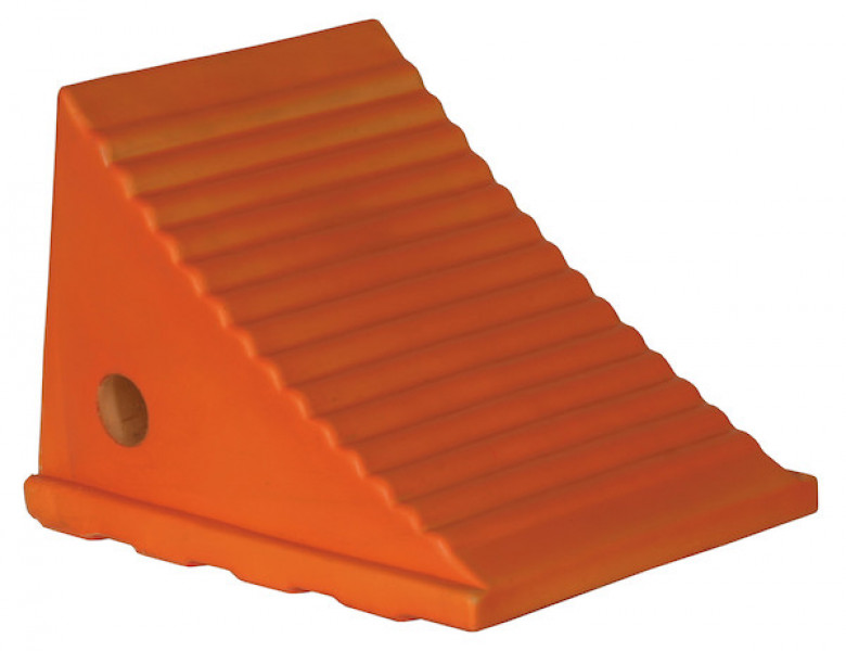 Image of Large Orange Polyurethane Wheel Chock 8.69x11.25x8.13 Inch from Buyers Products. Part number: WC8118