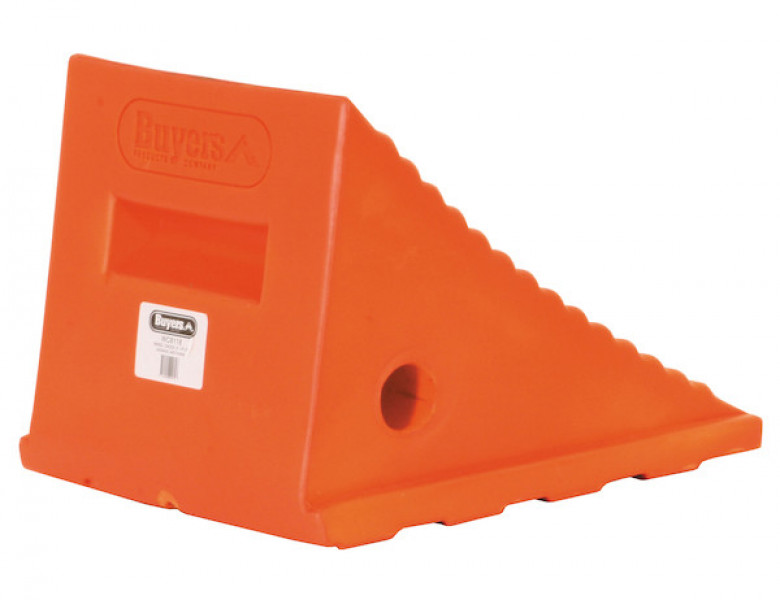 Image of Large Orange Polyurethane Wheel Chock 8.69x11.25x8.13 Inch from Buyers Products. Part number: WC8118