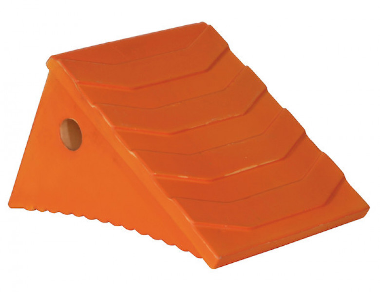 Image of Large Orange Polyurethane Wheel Chock 8.69x11.25x8.13 Inch from Buyers Products. Part number: WC8118