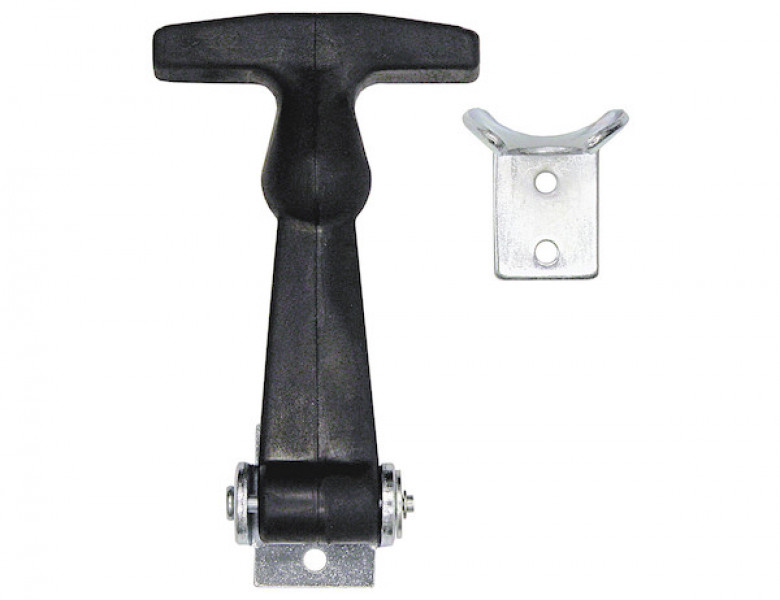 Image of 4-7/8 Inch Easy Grip Rubber Hood Catch With A-Bracket from Buyers Products. Part number: WJ201A