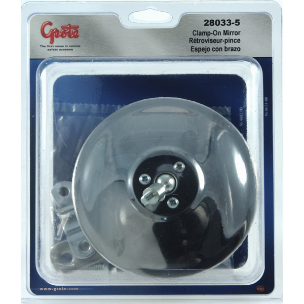 Image of 5" Round Clamp-On Spot Mirrors, w/ Arm Assembly from Grote. Part number: 28033-5