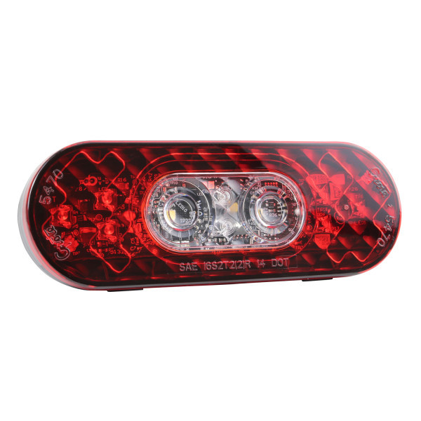 Image of STT LAMP, 6", RED, LED, OVAL, WITH BACKUP, HEATED from Grote. Part number: 54812