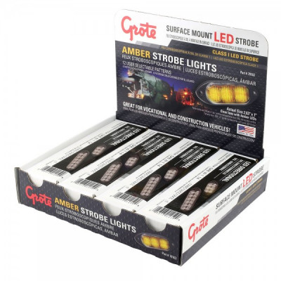 Image of LED Directional Warning Lights, Surface Mount, 3-Diode, Class I, Amber 4-Pack from Grote. Part number: 78163-1