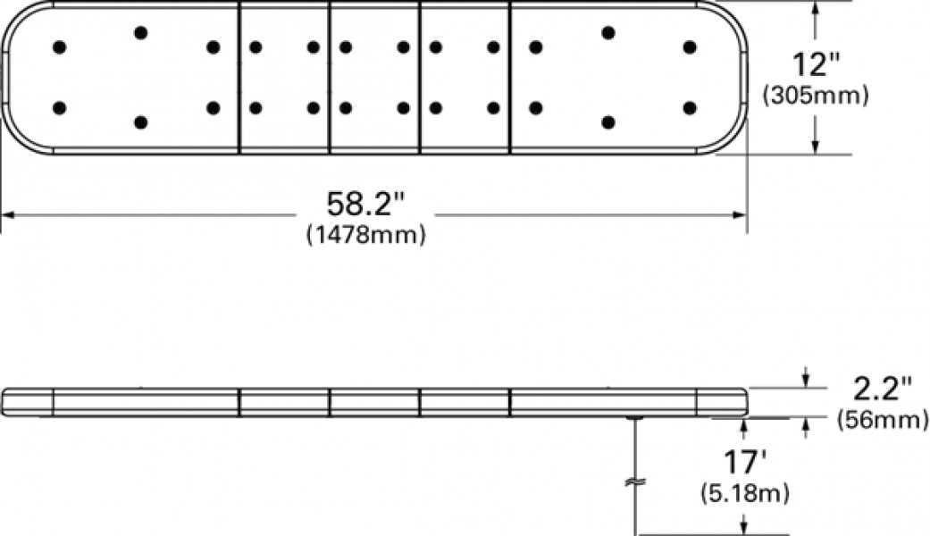 Image of TOWBAR 58" 10 LED AMBER STROBE WITH WORKLIGHTS AND STT from Grote. Part number: 79153