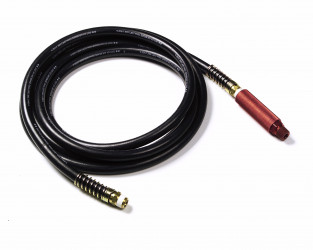Image of 15', Rubber Air Hose ;  Black With Red Anodized Grip from Grote. Part number: 81-0115-GR