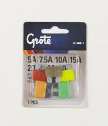 Image of Standard Blade Fuse Assortment, 7 Pk from Grote. Part number: 82-ANR-7