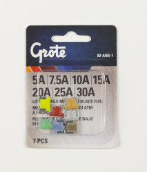 Image of Low Profile Miniature Blade Fuse Assortment, 7 Pk from Grote. Part number: 82-ANS-7