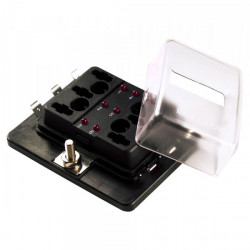Image of LED Fuse Panel For Standard Blade Fuse, 6 Slot & Cover from Grote. Part number: 82-BLR-I-306