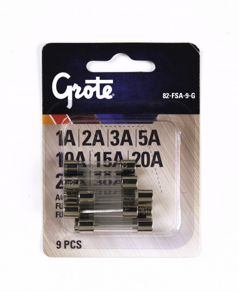 Image of Glass Fuse ;  Agc Asortment, 9 Pk from Grote. Part number: 82-FSA-9-G