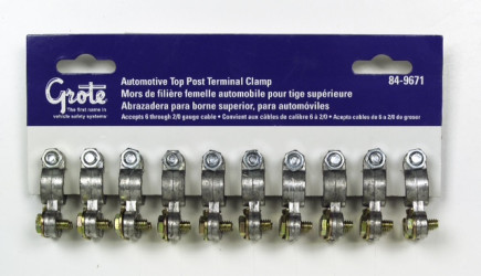 Image of Automotive Clamp Terminal, 6; 2/0 Ga, Card Of 10 from Grote. Part number: 84-9671