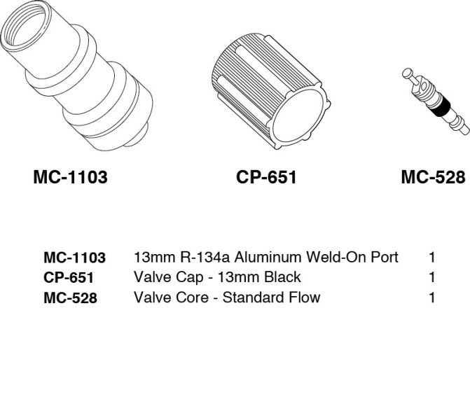 Image of A/C Refrigerant Hose Fitting from Sunair. Part number: KT-1103B