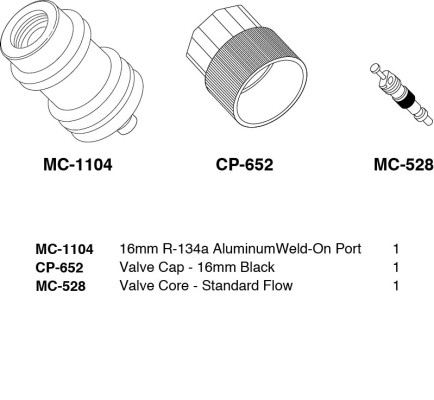 Image of A/C Refrigerant Hose Fitting from Sunair. Part number: KT-1104B