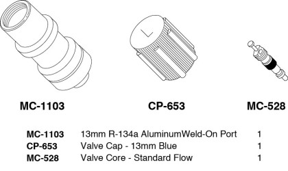 Image of A/C Refrigerant Hose Fitting from Sunair. Part number: KT-13MMP