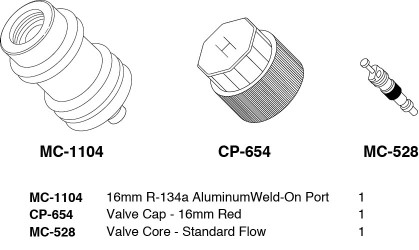 Image of A/C Refrigerant Hose Fitting from Sunair. Part number: KT-16MMP