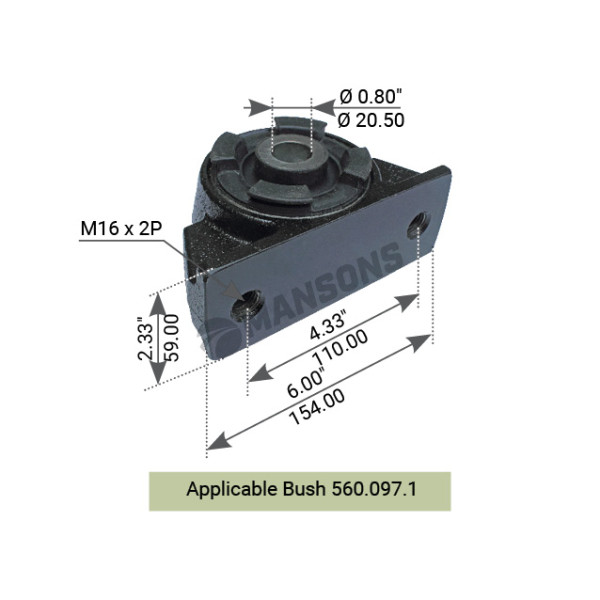 Image of Cabin Mount Assembly from MHD. Part number: 560.097