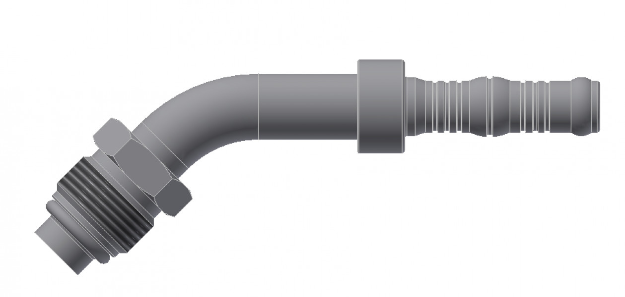 Image of A/C Refrigerant Hose Fitting - O-RING MALE SWIVEL, 45Deg BEND from Sunair. Part number: BC-54215-06-08