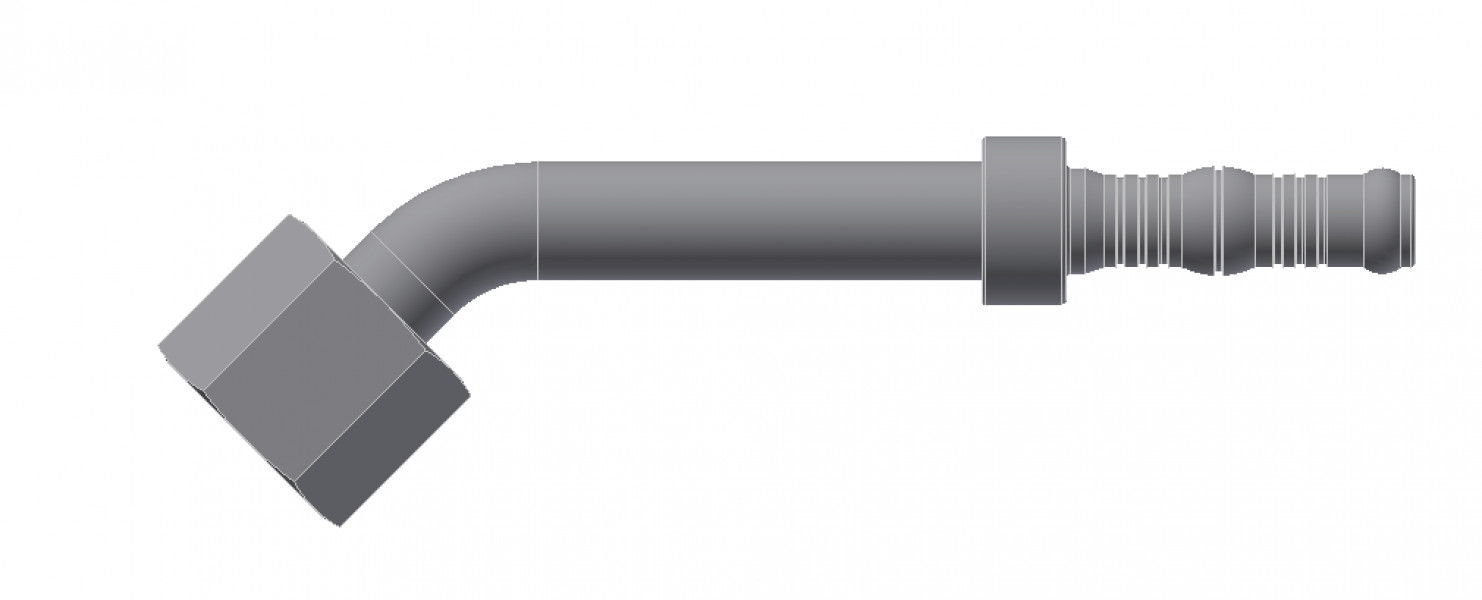 Image of A/C Refrigerant Hose Fitting - ORFS FEMALE SWIVEL, 45Deg BEND from Sunair. Part number: BC-54502-04-06