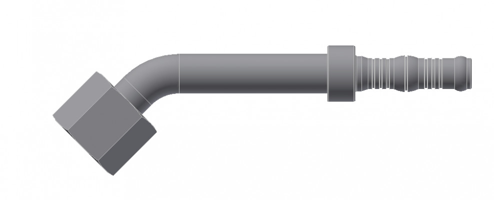 Image of A/C Refrigerant Hose Fitting - ORFS FEMALE SWIVEL, 45Deg BEND from Sunair. Part number: BC-54502-06-06