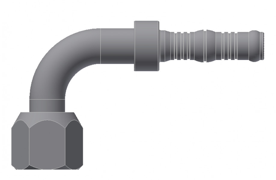 Image of A/C Refrigerant Hose Fitting - SAE 45Deg FLARE FEMALE SWIVEL, 90Deg from Sunair. Part number: BC-54703-04-06