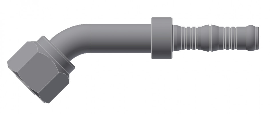 Image of A/C Refrigerant Hose Fitting - O-RING FEMALE SWIVEL, 45Deg BEND from Sunair. Part number: BC-54705-06-06